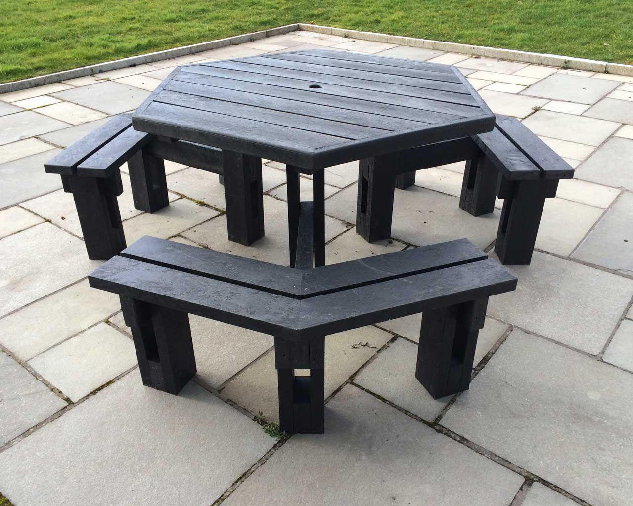 6 sided picnic table without back
