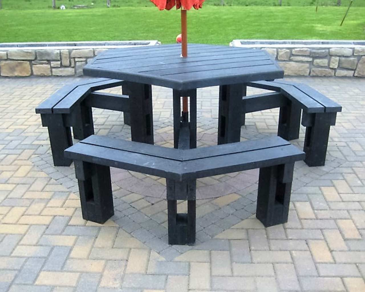 6 sided picnic table without back